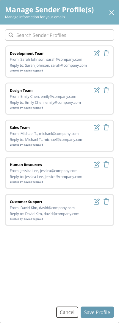 Add sender profile — step 2