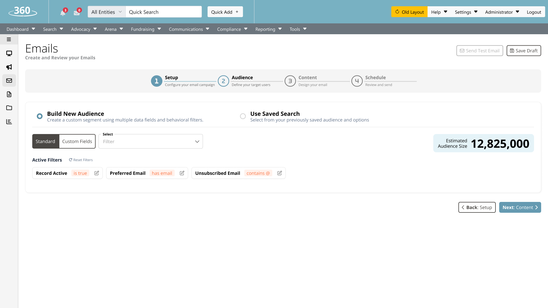 Audience list — default view