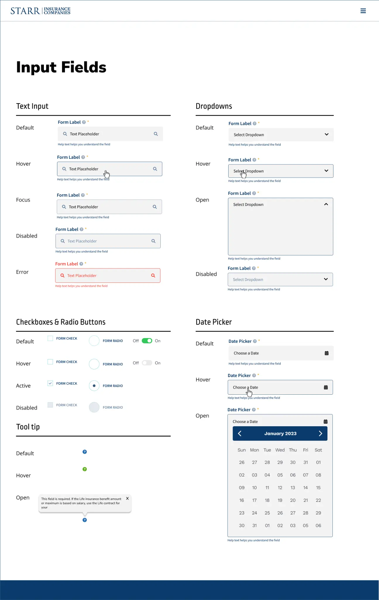 STARR input field components