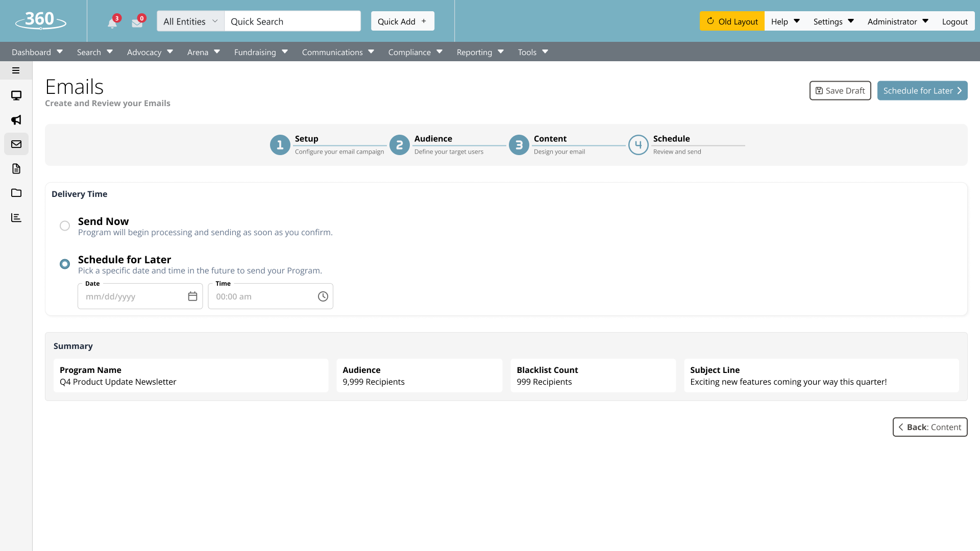 Schedule — date and time picker