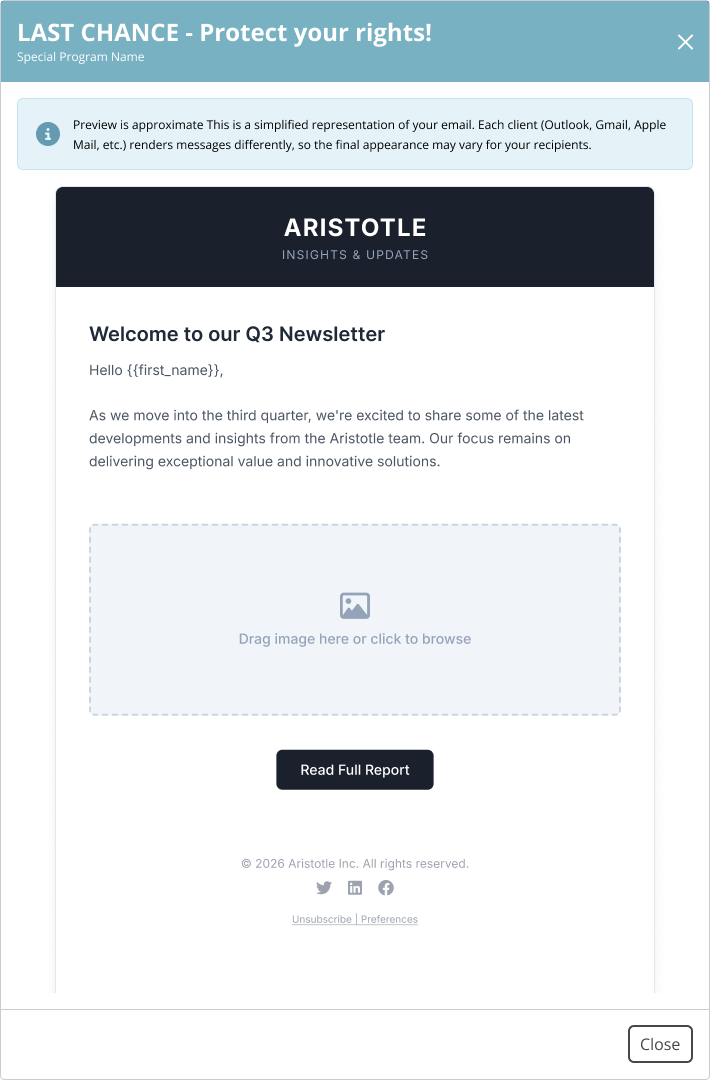 Test email preview