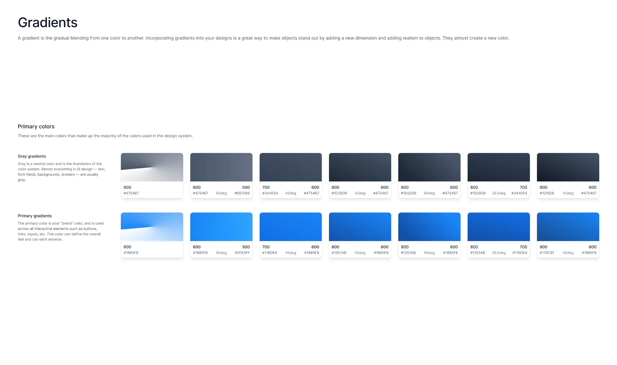Aristotle design system gradients guide showing interface gradient usage