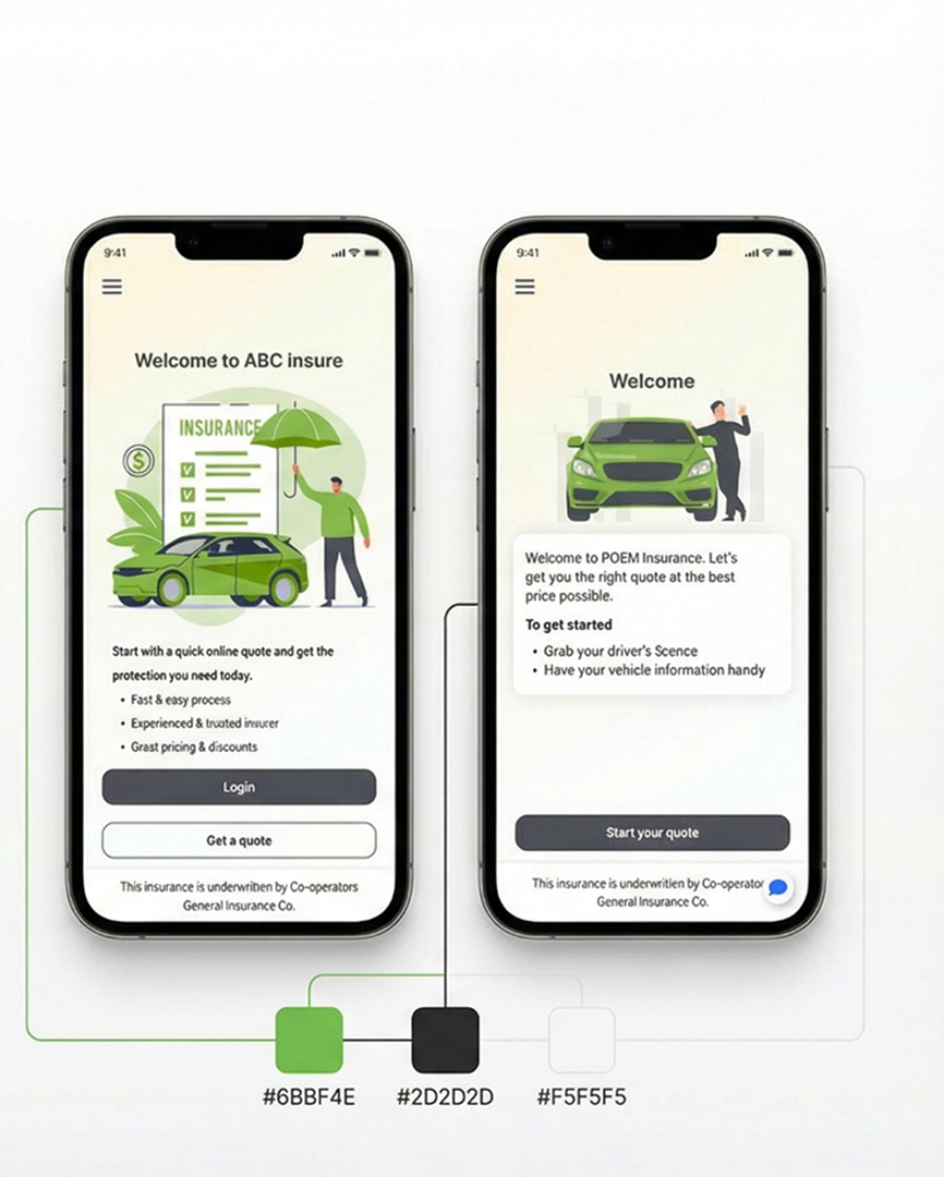 Auto Insurance driver profile and primary vehicle assignment mobile screens