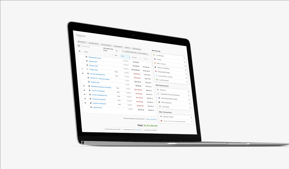 Register and accounting table