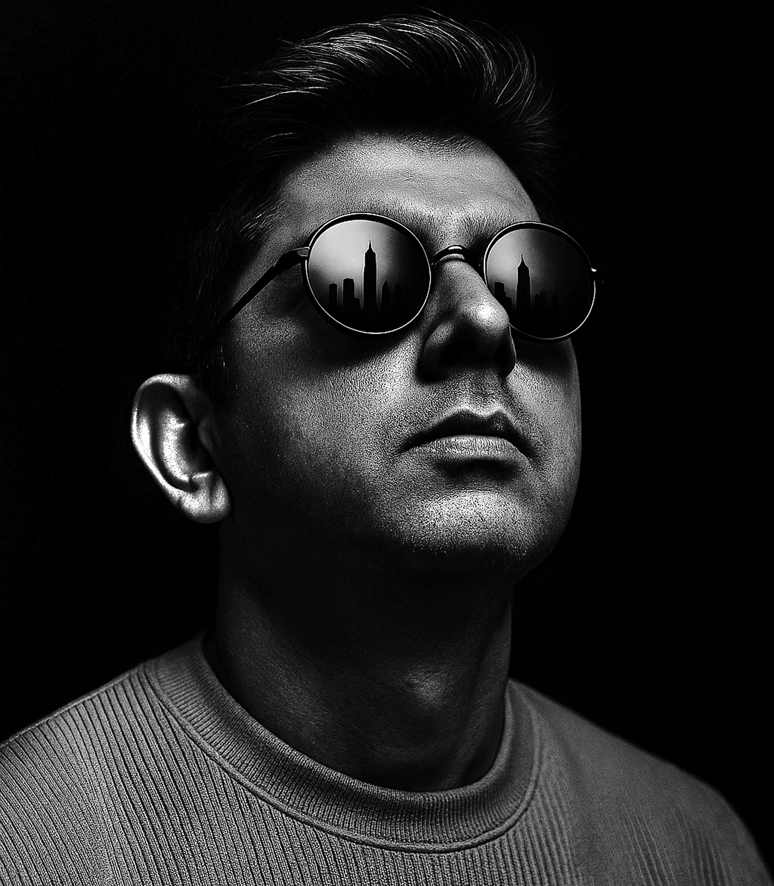 Black and white intro portrait of Fraz Khalid
