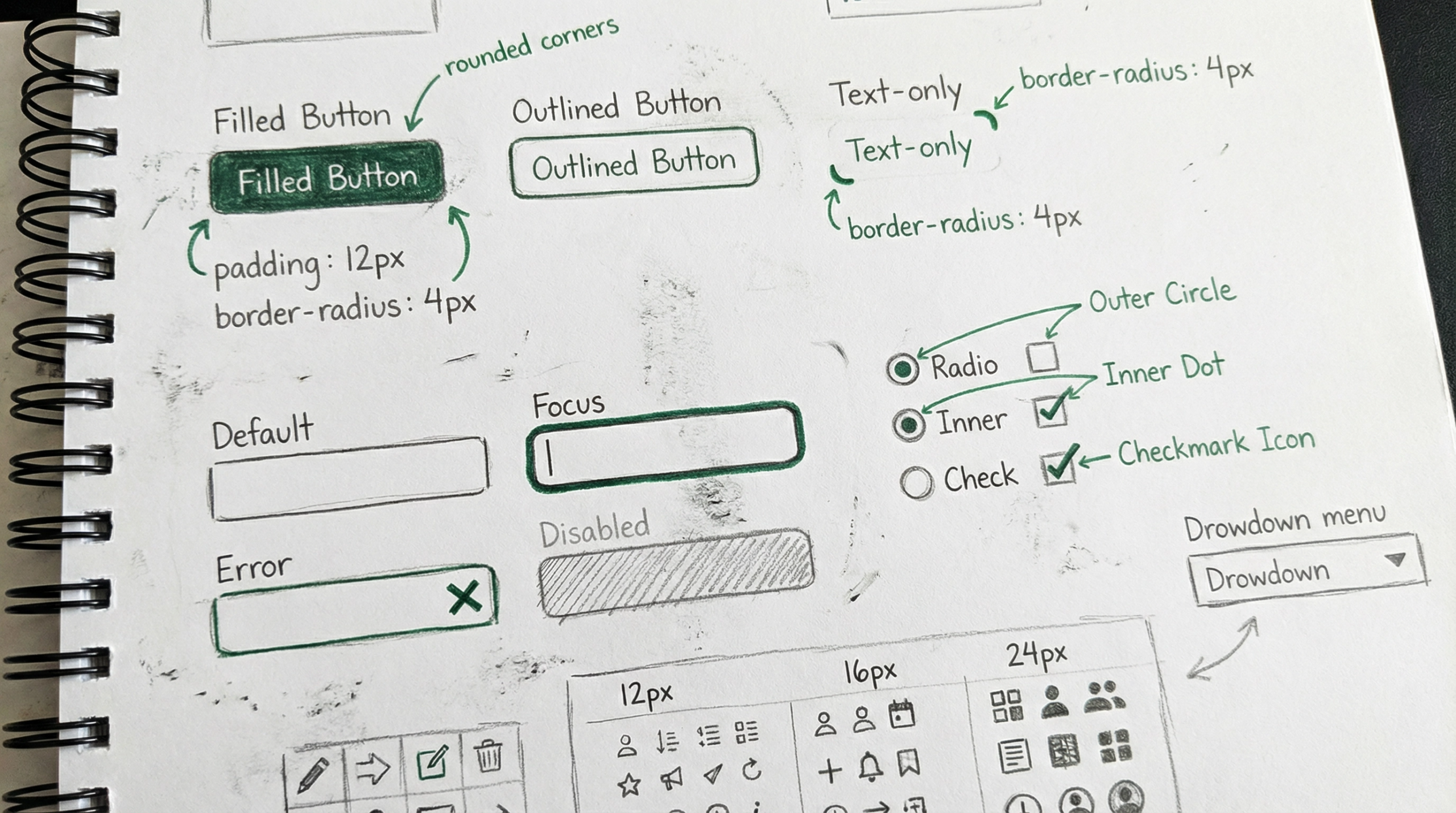 SMBC source sketch exploring component states variants and UI kit structure