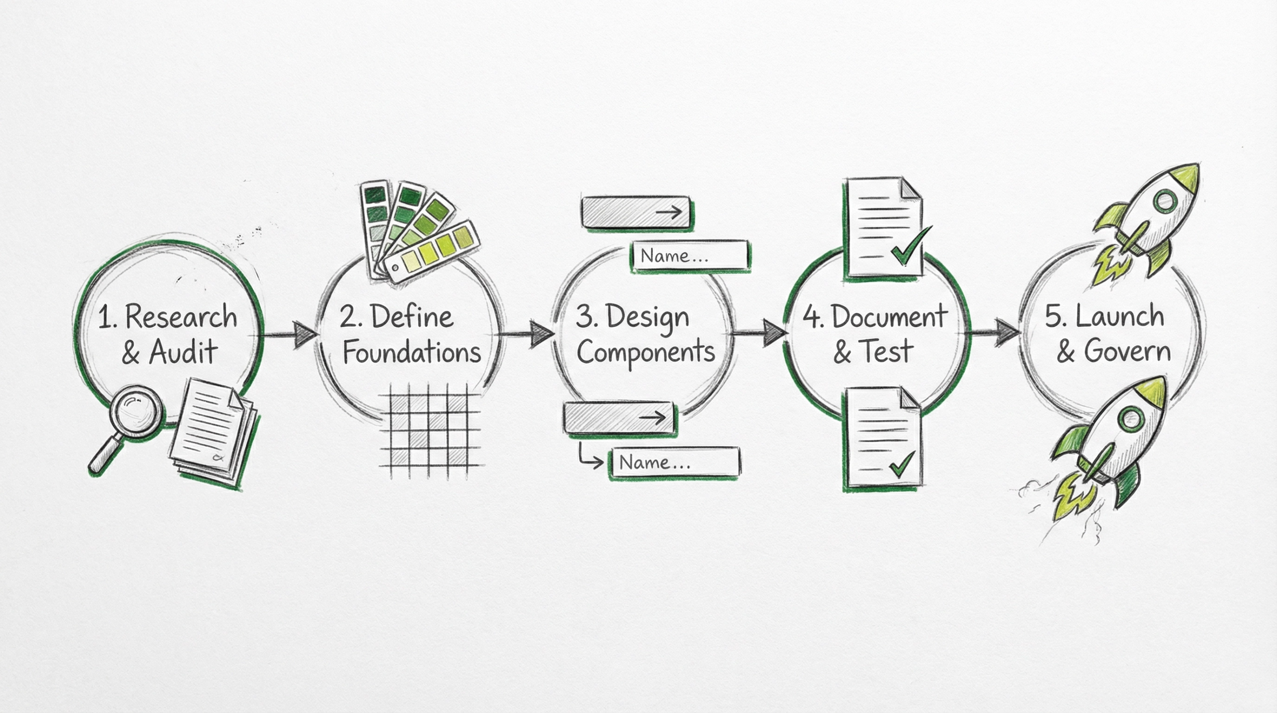 SMBC source sketch showing the design-system process overview and dependencies